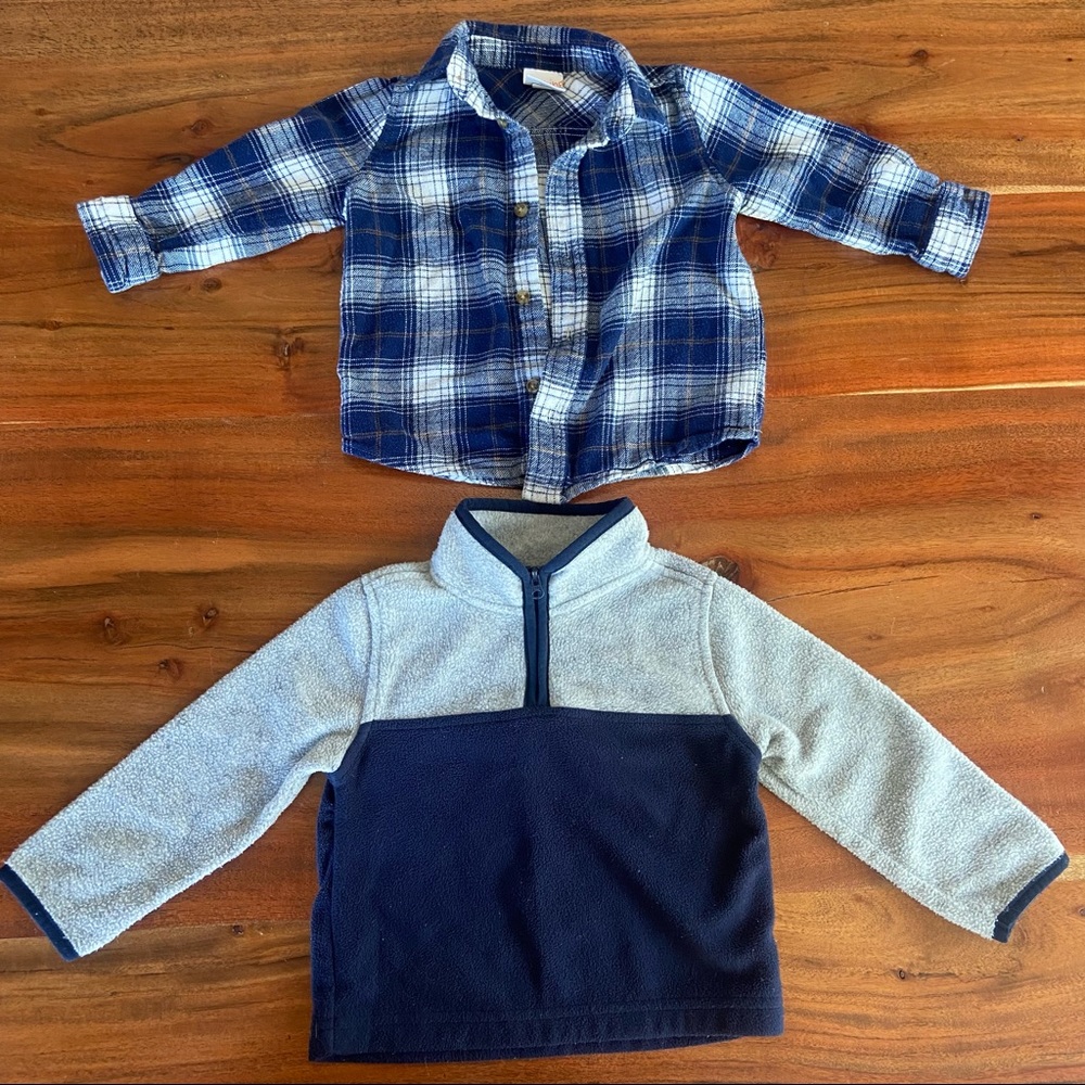 Boys 18m Quarter Zip and Flannel EUC OshKosh